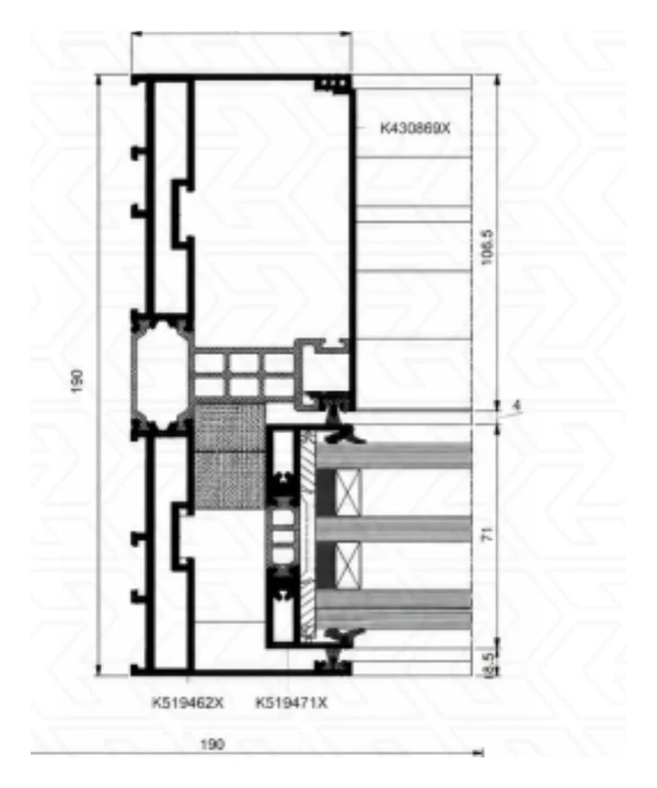 Переріз дверей MB-SKYLINE, вид збоку